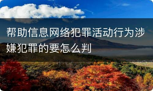 帮助信息网络犯罪活动行为涉嫌犯罪的要怎么判