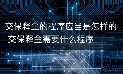 交保释金的程序应当是怎样的 交保释金需要什么程序