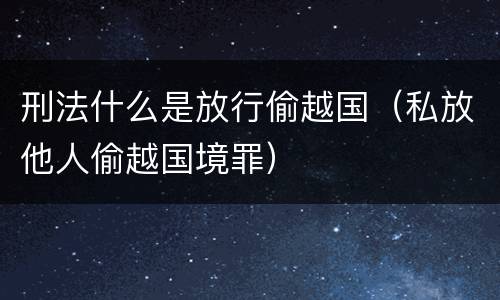 刑法什么是放行偷越国（私放他人偷越国境罪）