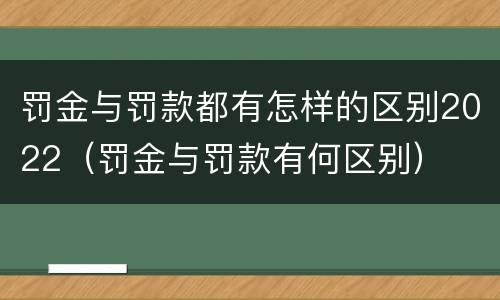 罚金与罚款都有怎样的区别2022（罚金与罚款有何区别）