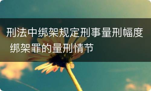 刑法中绑架规定刑事量刑幅度 绑架罪的量刑情节