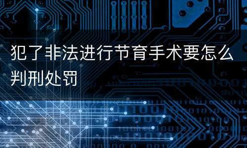 犯了非法进行节育手术要怎么判刑处罚