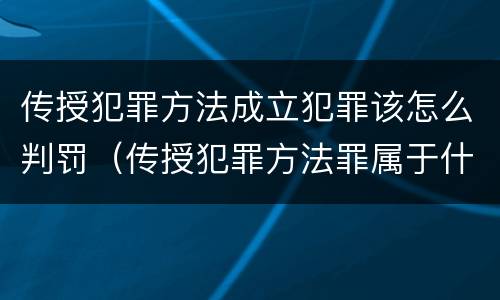传授犯罪方法成立犯罪该怎么判罚（传授犯罪方法罪属于什么罪）