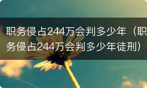 职务侵占244万会判多少年（职务侵占244万会判多少年徒刑）