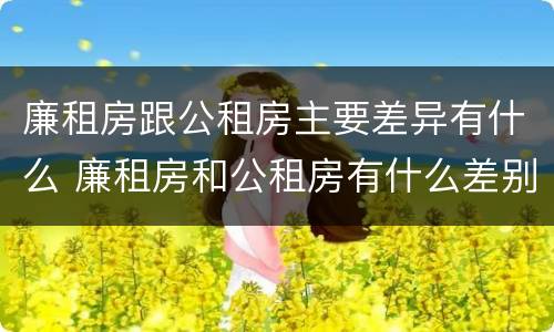 廉租房跟公租房主要差异有什么 廉租房和公租房有什么差别