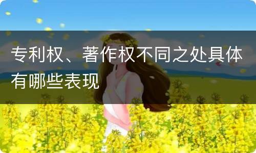 专利权、著作权不同之处具体有哪些表现