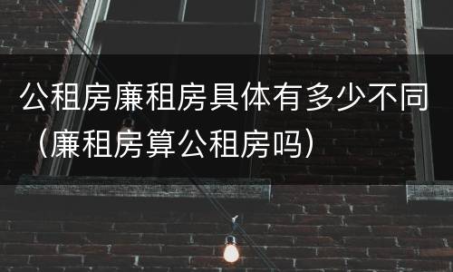 公租房廉租房具体有多少不同（廉租房算公租房吗）