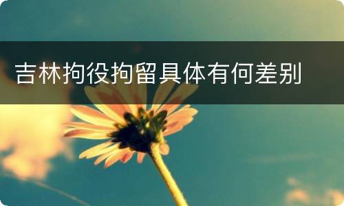 吉林拘役拘留具体有何差别