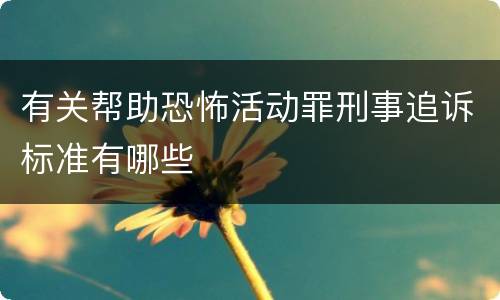 有关帮助恐怖活动罪刑事追诉标准有哪些