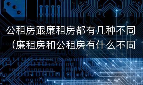 公租房跟廉租房都有几种不同（廉租房和公租房有什么不同）