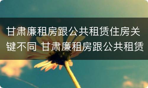 甘肃廉租房跟公共租赁住房关键不同 甘肃廉租房跟公共租赁住房关键不同吗