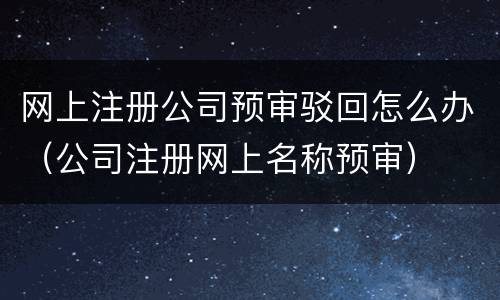 网上注册公司预审驳回怎么办（公司注册网上名称预审）