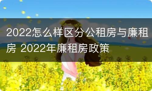 2022怎么样区分公租房与廉租房 2022年廉租房政策