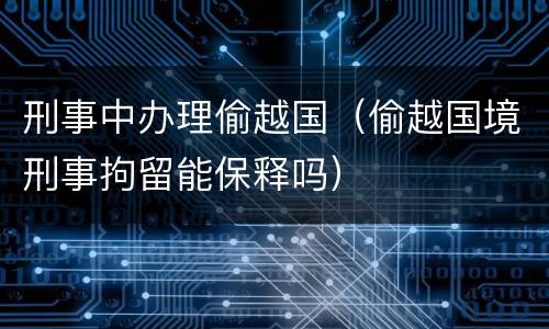 刑事中办理偷越国（偷越国境刑事拘留能保释吗）