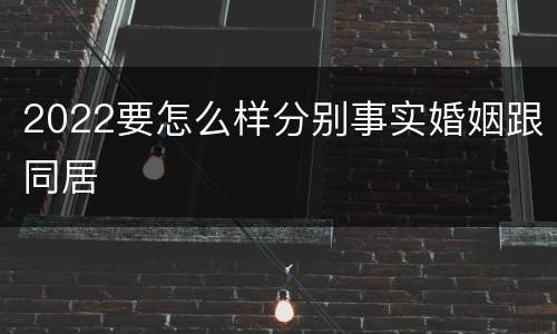 2022要怎么样分别事实婚姻跟同居