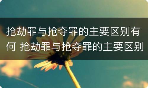 抢劫罪与抢夺罪的主要区别有何 抢劫罪与抢夺罪的主要区别有何不同