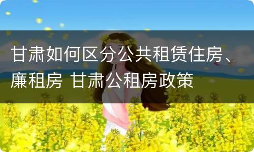 甘肃如何区分公共租赁住房、廉租房 甘肃公租房政策