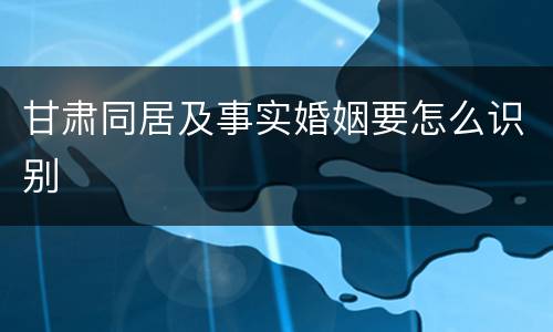 甘肃同居及事实婚姻要怎么识别