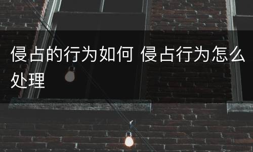 侵占的行为如何 侵占行为怎么处理