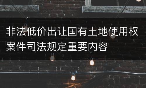 非法低价出让国有土地使用权案件司法规定重要内容