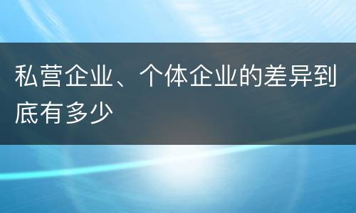 私营企业、个体企业的差异到底有多少