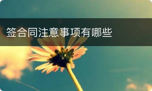 签合同注意事项有哪些