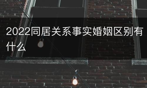 2022同居关系事实婚姻区别有什么