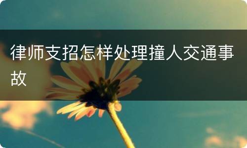 律师支招怎样处理撞人交通事故