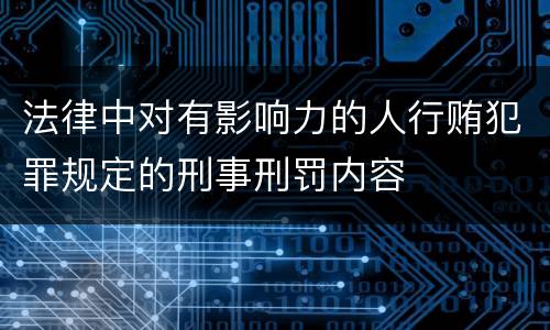 法律中对有影响力的人行贿犯罪规定的刑事刑罚内容