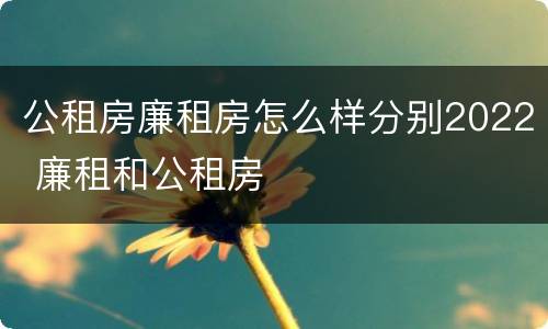 公租房廉租房怎么样分别2022 廉租和公租房