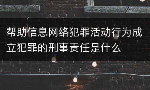 帮助信息网络犯罪活动行为成立犯罪的刑事责任是什么