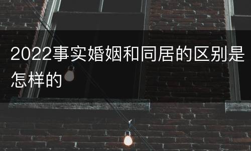2022事实婚姻和同居的区别是怎样的