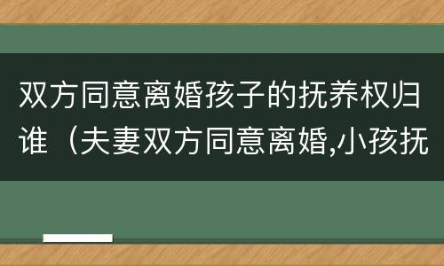 双方同意离婚孩子的抚养权归谁（夫妻双方同意离婚,小孩抚养权归谁?）