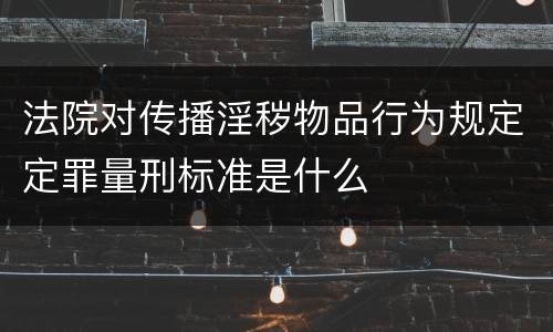 法院对传播淫秽物品行为规定定罪量刑标准是什么