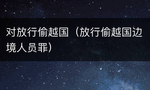对放行偷越国（放行偷越国边境人员罪）