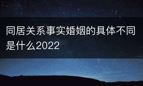 同居关系事实婚姻的具体不同是什么2022