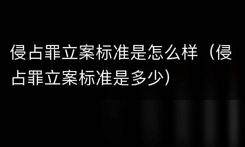 侵占罪立案标准是怎么样（侵占罪立案标准是多少）