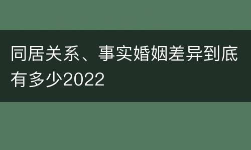 同居关系、事实婚姻差异到底有多少2022