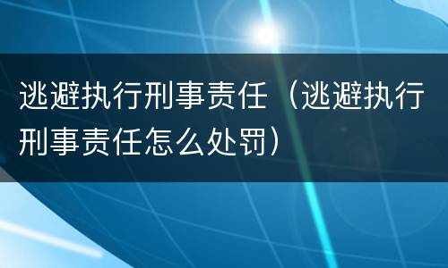逃避执行刑事责任（逃避执行刑事责任怎么处罚）