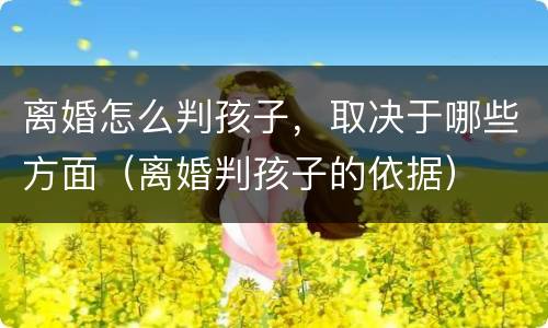 离婚怎么判孩子，取决于哪些方面（离婚判孩子的依据）