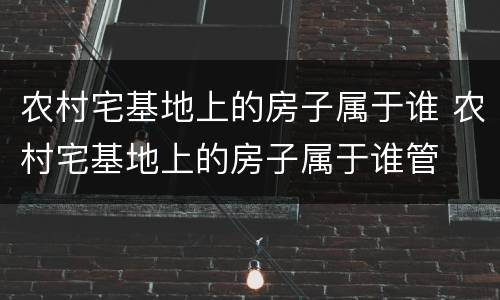 农村宅基地上的房子属于谁 农村宅基地上的房子属于谁管