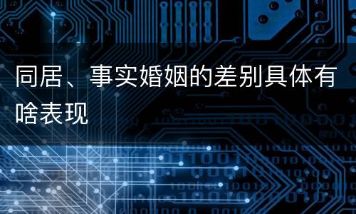同居、事实婚姻的差别具体有啥表现