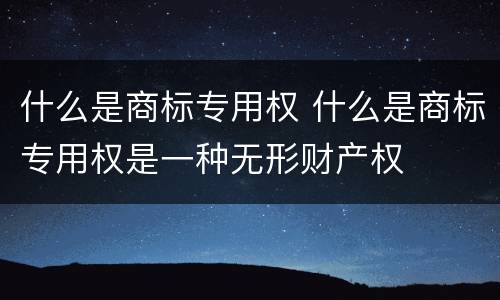 什么是商标专用权 什么是商标专用权是一种无形财产权