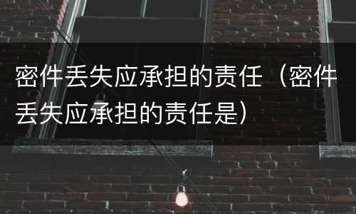 密件丢失应承担的责任（密件丢失应承担的责任是）