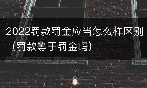 2022罚款罚金应当怎么样区别（罚款等于罚金吗）