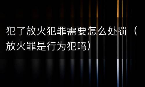 犯了放火犯罪需要怎么处罚（放火罪是行为犯吗）