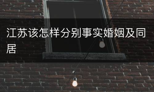 江苏该怎样分别事实婚姻及同居