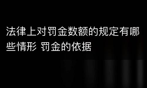 法律上对罚金数额的规定有哪些情形 罚金的依据