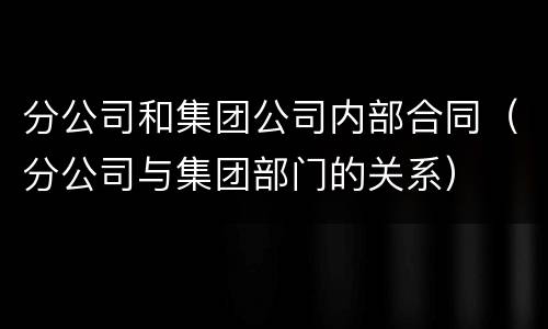 分公司和集团公司内部合同（分公司与集团部门的关系）
