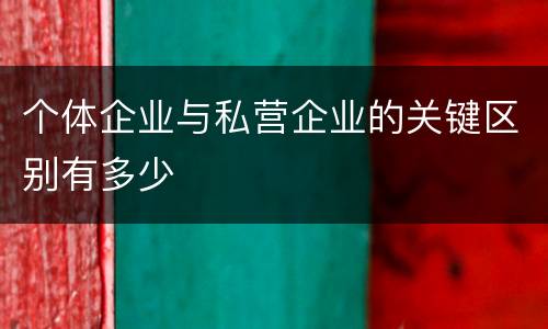 个体企业与私营企业的关键区别有多少